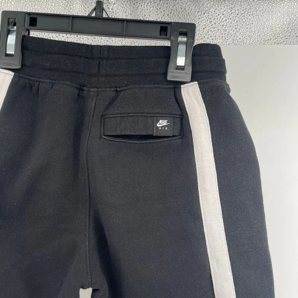 Nike Air Boys Fleece Sweat Shorts Size 6/7 Pull-On Cotton Blend Black